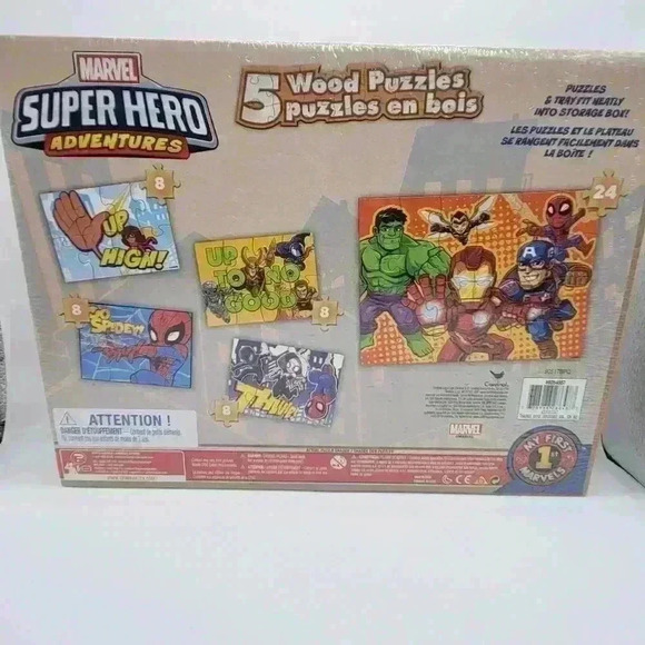 Marvel Super Hero Adventures Wood Puzzles 5 Iron Man Captain America Cardinal - Picture 2 of 8